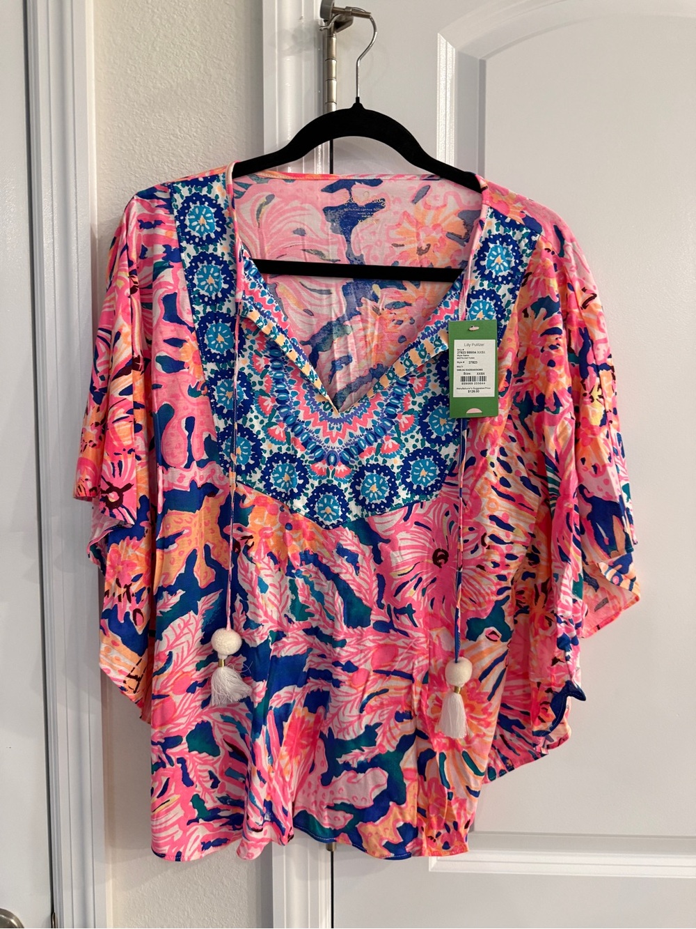 Lilly Pulitzer Pink, Blue & Coral Printed Tassel Tunic
